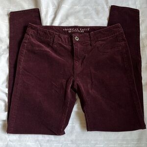 American Eagle Maroon Corduroy Jeggings, 8 Long
